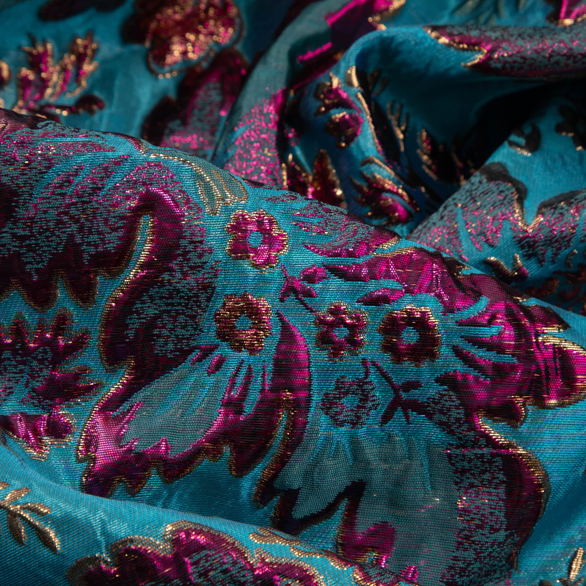 Cosplay by Yaya Han Teal 3D Floral Brocade Fabric